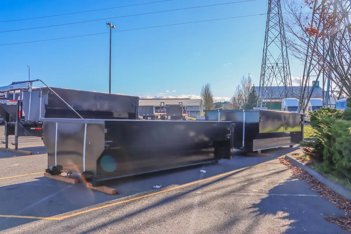 Roll-off dumpster ready for waste disposal at job site for Construction Dumpster Rental in Lisle